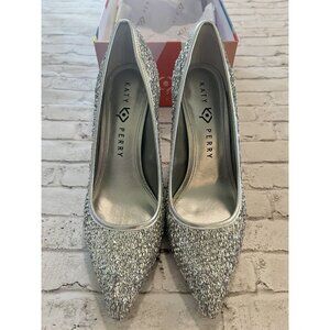 Katy Perry Womens Sissy Carnival Silver Glitter Heel Pump 9M
